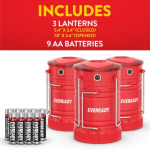 Eveready LED Camping Lantern 360 PRO (3-Pack), Super Bright Tent Lights, Rugged Water Resistant LED Lanterns, 100 Hour Run-time (Batteries Included)