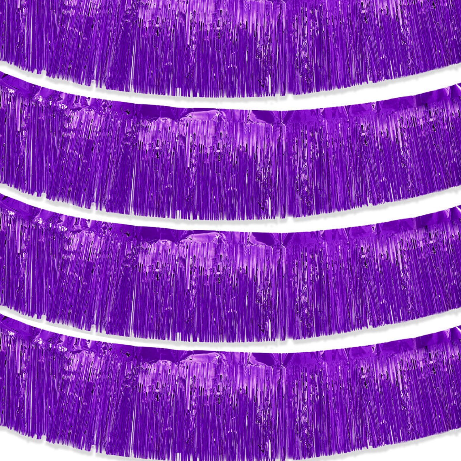 Purple Parade Float Fringe,Tinsel Streamers Banners,Tinsel Fringe Banners,for Party Decoration Parade Float Decorations Graduation Ceremony Decorations Festival Celebration,11.8 in x 9.8 ft,4pack