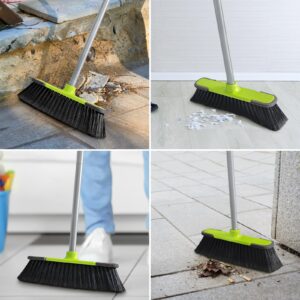 Green Indoor Broom 54" Long Handle House Broom for Floor Cleaning Sweeping Broom for Kitchen, Garage, Lobby, Patio and Garden