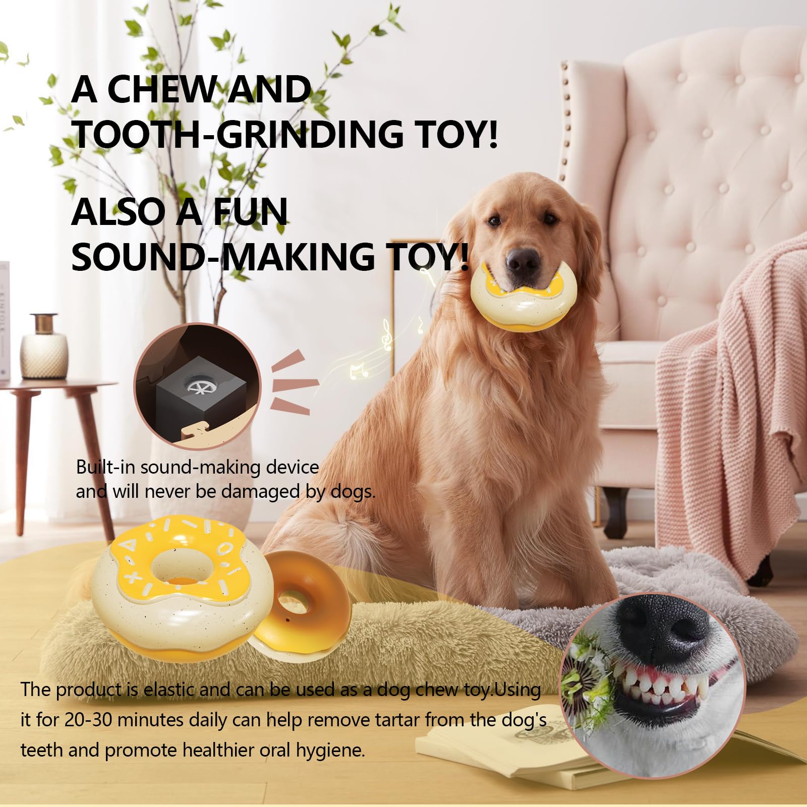 Newdeport Indestructible Dog Chew Toys for Aggressive Chewers, Squeaky Dog Toys for Aggressive chewers, Interactive Dog Toys for Medium/Large/Breed Dogs, Teeth Grinding and Cleaning Function