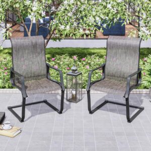 patiofestival patio dining chairs high back patio chairs c-spring motion chairs,textilene fabric & black metal frame,2 pieces outdoor furniture for yard, garden, backyard, deck, bistro（grey）