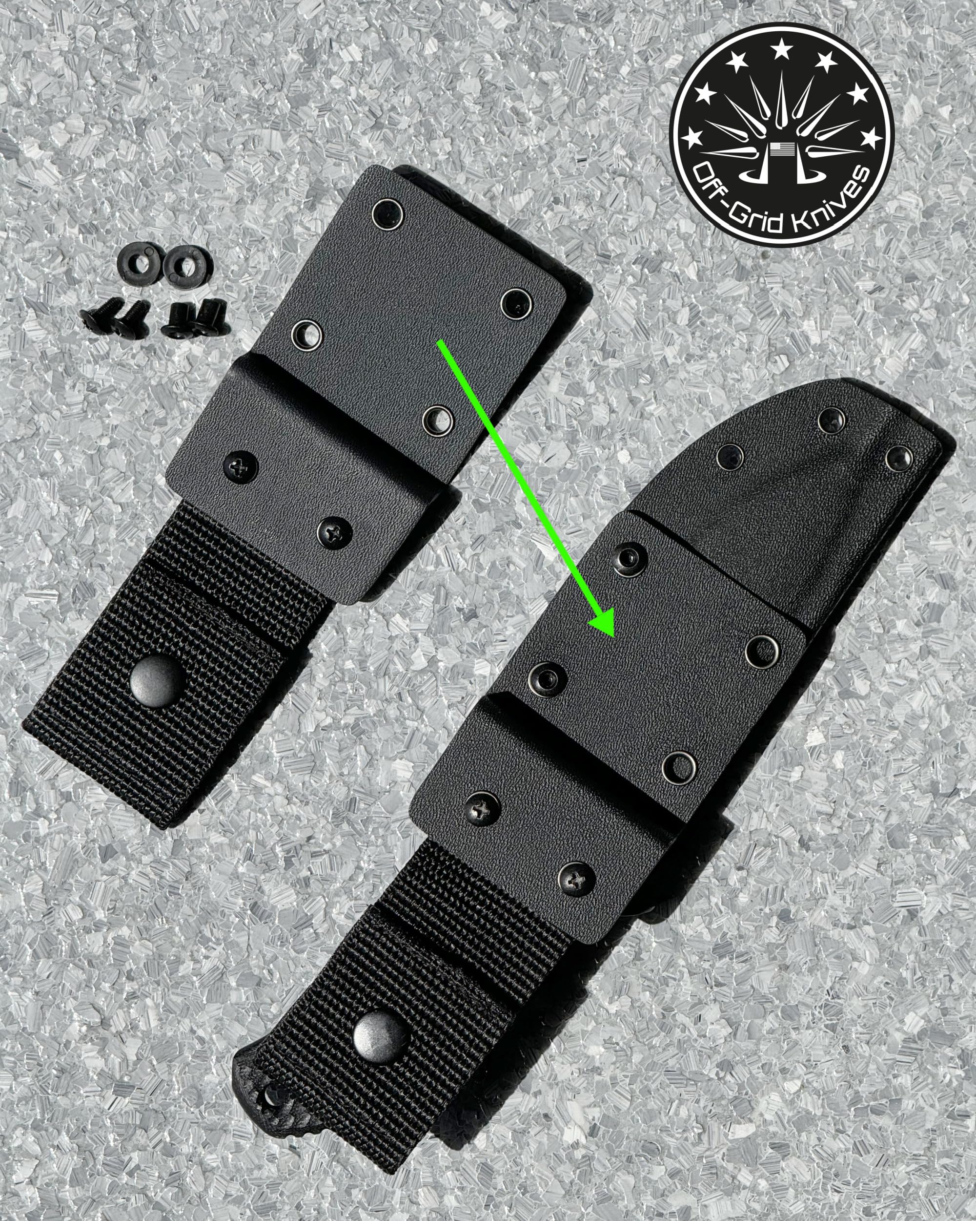 Off-Grid Knives - OG Lo-Pro Universal Kydex Knife Sheath Extension, Fits Taco and Pancake Style Sheaths with Button Lock and Velcro Nylon Belt Loop, Fits Sheaths with 1.5 Inch Spaced Rivets