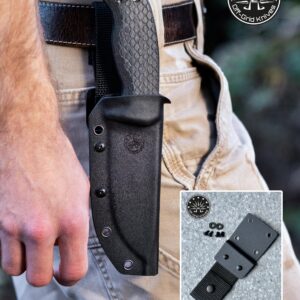 Off-Grid Knives - OG Lo-Pro Universal Kydex Knife Sheath Extension, Fits Taco and Pancake Style Sheaths with Button Lock and Velcro Nylon Belt Loop, Fits Sheaths with 1.5 Inch Spaced Rivets