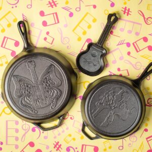 Lodge 4.5 Inch Dolly Parton Mini Rockstar Cast Iron Guitar Skillet - Hand Wash Only Collector’s Piece - Cast Iron Skillet for Single Serve or Decorative Use