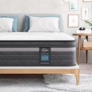 teqsli twin mattress, 12 inch gel memory foam hybrid mattress twin size pocket springs mattress with motion isolation & pain relief, medium firm support, certipur-us