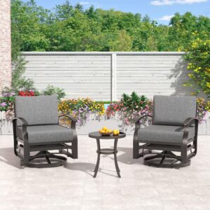 Kullavik Aluminum Patio Furniture Set,8 Pieces 10 Seat Metal Outdoor Furniture Conversation Set w/45 Propane Gas Fire Pit&Swivels,Grey