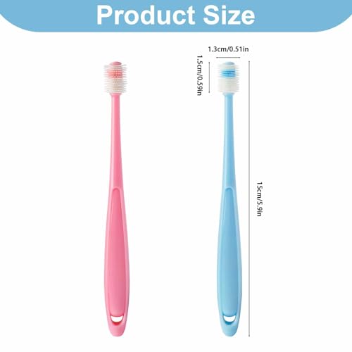 2 Pcs Small Dog Toothbrush Cat Tooth Brush 360 Degree Soft Silicone Pet Toothbrush Tiny Toothbrush Cat Dental Care Puppy Dogs Pet Tooth Cleaning Kit Deep Clean for Small Dog & Cat (Pink+Blue)