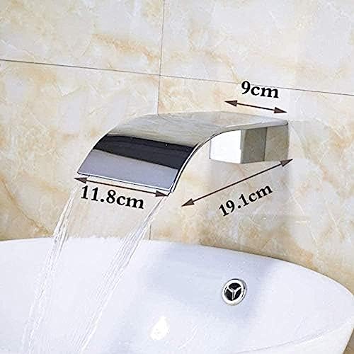 Faucet Bathroom Faucet, Kitchen Taps Faucet Brushed Nickel Waterfall Bathroom Faucet Wall Mount Dual Hole Bathroom Bathtub Mixer Tap Single Handle Brass Hot Cold Water Faucet