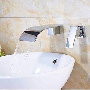 faucet bathroom faucet, kitchen taps faucet brushed nickel waterfall bathroom faucet wall mount dual hole bathroom bathtub mixer tap single handle brass hot cold water faucet