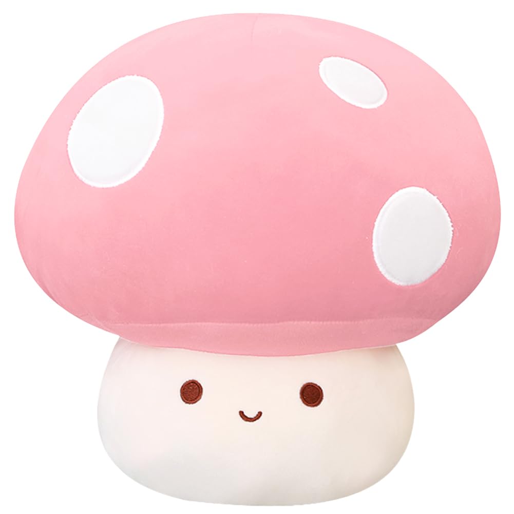 MIAOHAHA Kawaii Plush Mushroom Toy Pillow, Cute Plushies Mushroom Doll Gift for Kids(Pink,23cm/9in)