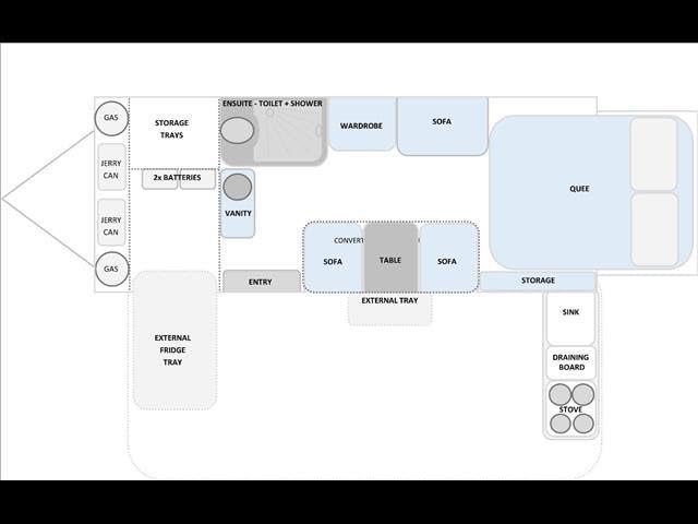 Hybrid - Off-Road Motorhome with Heavy-Duty Independent Suspension, Slide-Out Kitchen, and Sliding Fridge (6400 * 2200 * 2000)