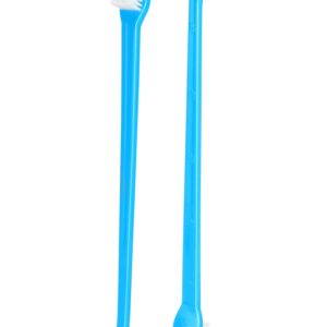 QWORK Double-Headed Pet Toothbrushes for Dogs and Cats, 8.66" Length, Soft Nylon Bristles, Blue, Dental Care Cleaning Kit for Pets, 200 Pcs