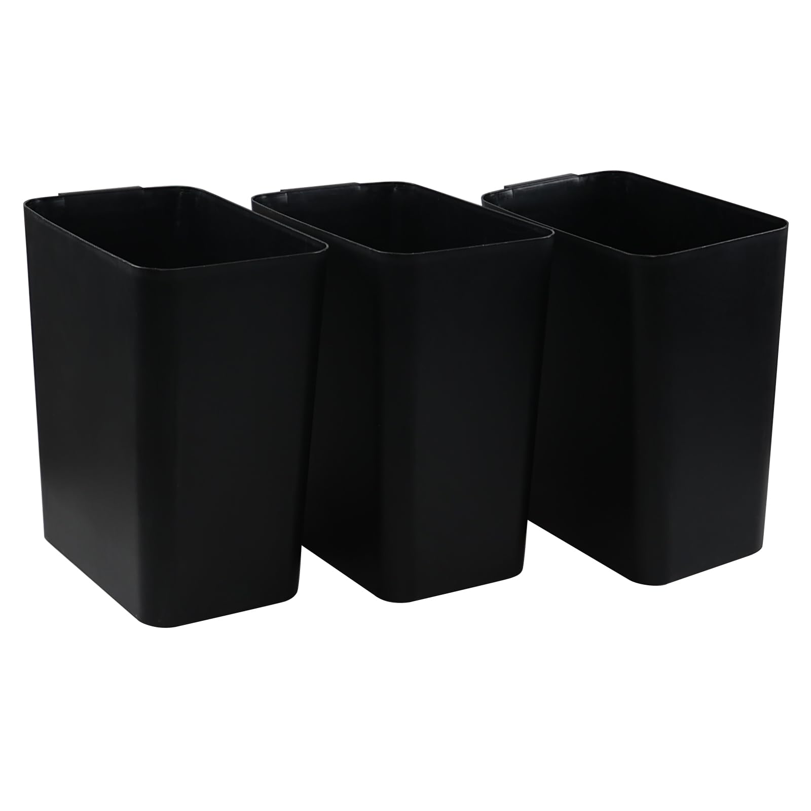 Aninhao 3 Pack Open Top Plastic Trash Can Waste Basket, 4.5 Gallon/16 L Slim Kitchen Office Garbage Can, Black