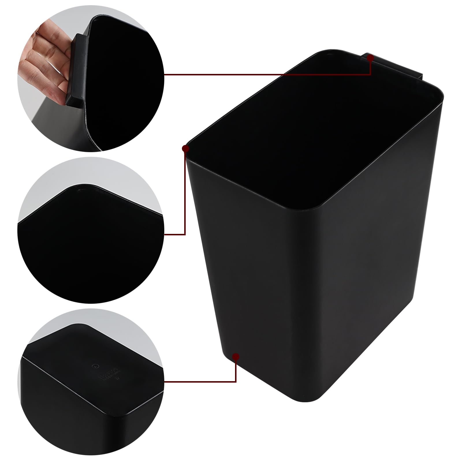 Aninhao 3 Pack Open Top Plastic Trash Can Waste Basket, 4.5 Gallon/16 L Slim Kitchen Office Garbage Can, Black