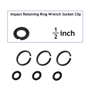 (3+3Sets) 1/2” and 3/8" Impact Retaining Ring Clip Impact Friction Ring with O-Ring for Milwaukee Electric/Pneumatic Type Impact Wrench, Retainer Ring Anvil Install Tool Included