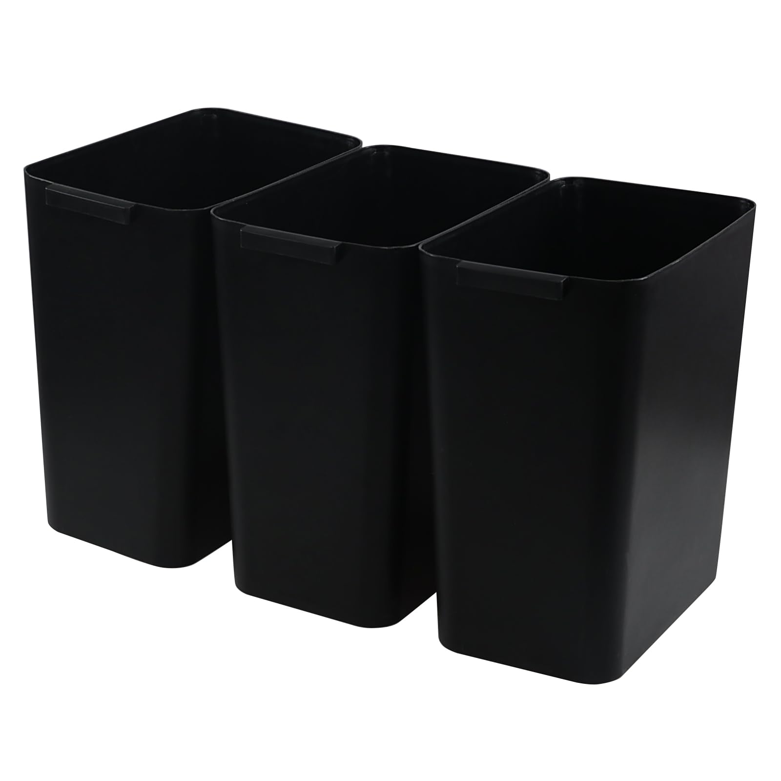 Aninhao 3 Pack Open Top Plastic Trash Can Waste Basket, 4.5 Gallon/16 L Slim Kitchen Office Garbage Can, Black