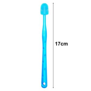 Tainrunse Small Brush Head Pet Toothbrush Dog Silicone for Gentle Effective Dental Care 360-degree Cleaning Comfortable Grip Cat Food-Grade Gum-Friendly Blue 1pc