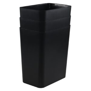 Aninhao 3 Pack Open Top Plastic Trash Can Waste Basket, 4.5 Gallon/16 L Slim Kitchen Office Garbage Can, Black