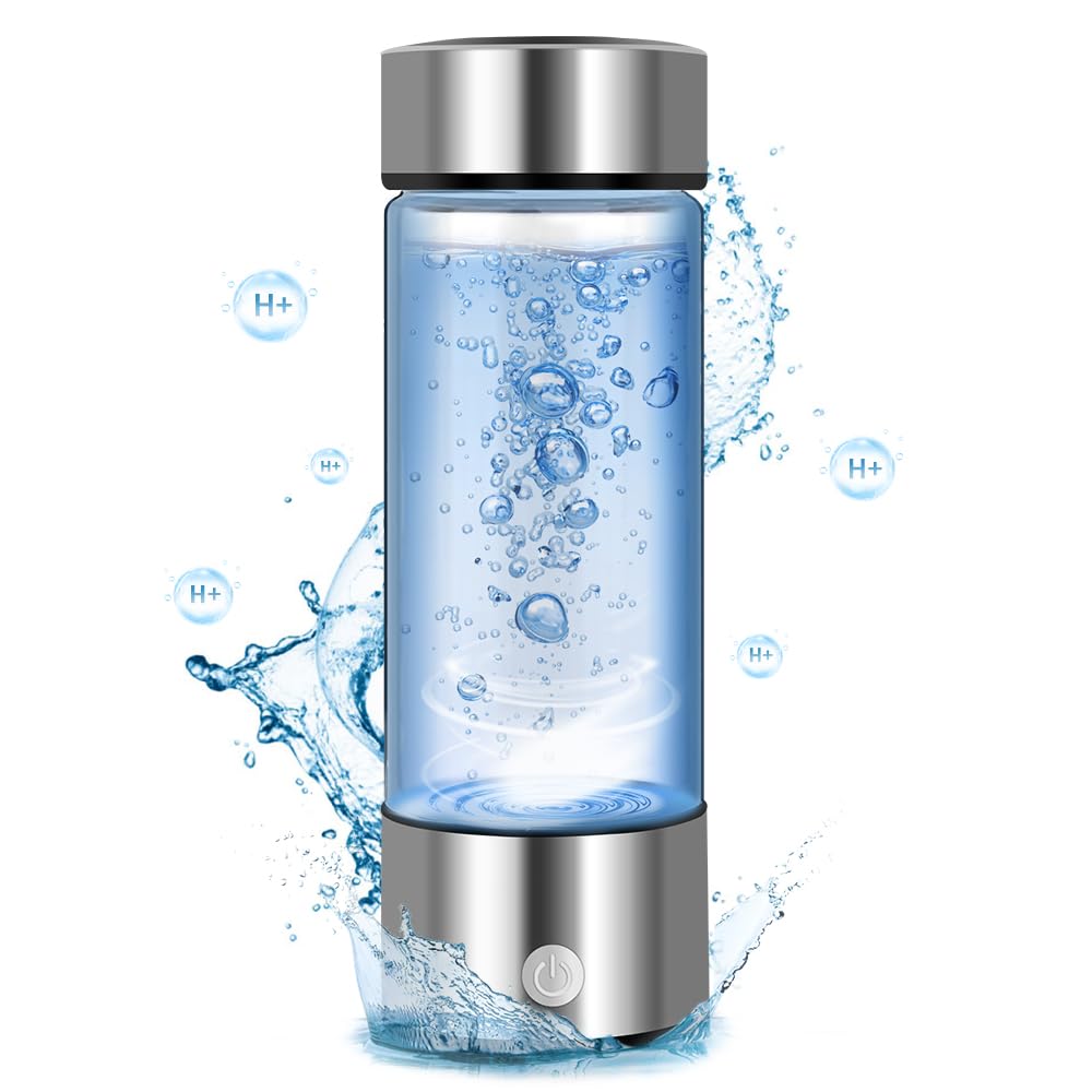 Hydrogen Water Bottle,420ml Hydrogen Water,Hydrogen Water Bottle Generator Improve Water Quality in 3 Minutes,Portable Hydrogen Water Ionizer Machine for Home,Office and Travel(Silver)