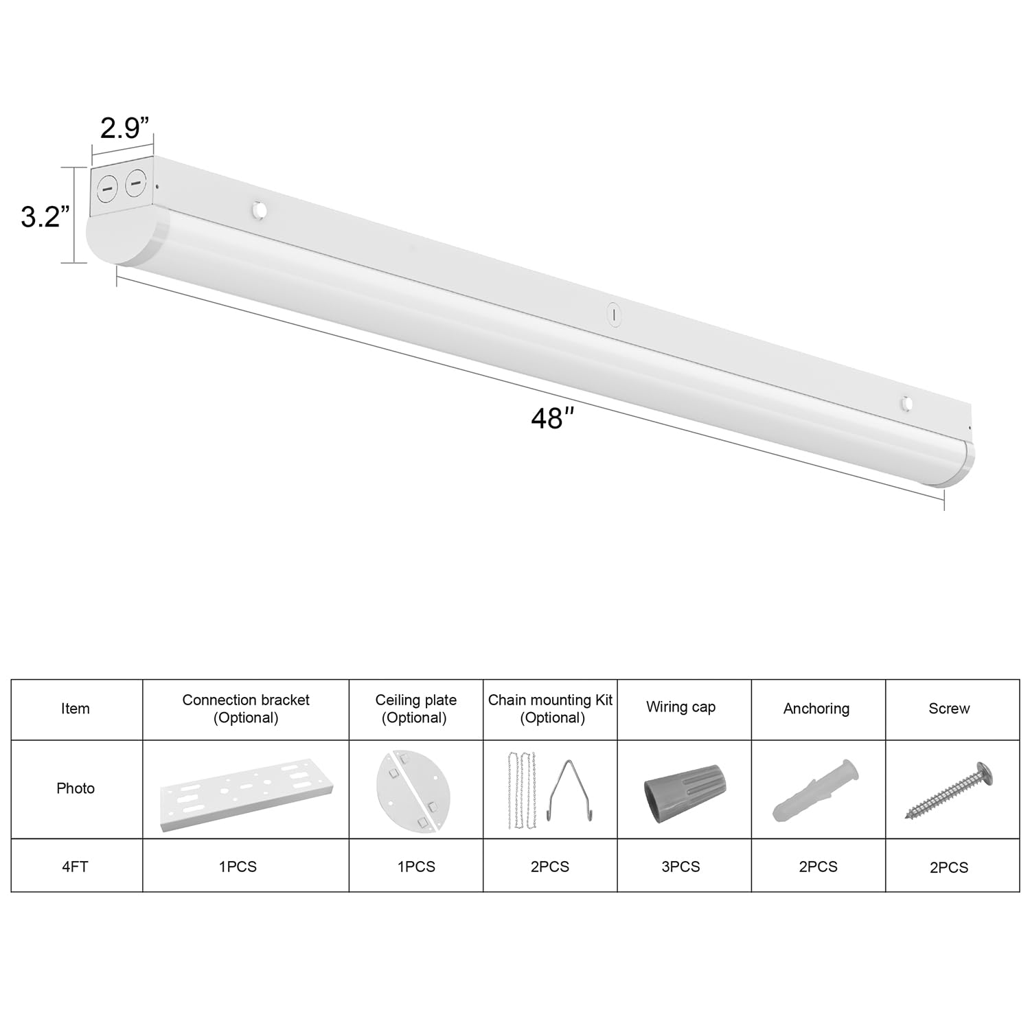 4FT LED Linear Strip Light, Super Bright LED Shop Lights 30W 40W 50W 60W 70W Selectable/100V-277V 6CCT 3000K-6500K, Flush Mount 0-10V Dimmable Commercial Garage Indoor Ceiling Light, ETL DLC(4 Pack)