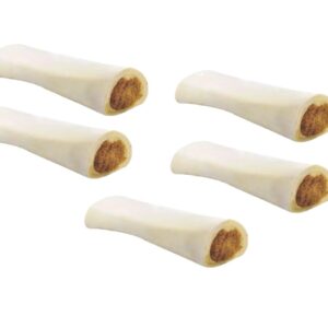 MPP Stuffed Peanut Butter 6 Inch Shin Dog Bones Refillable Nutritious Dental Chew (5 Bones)