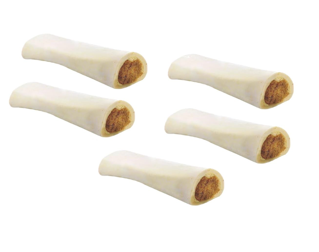 MPP Stuffed Peanut Butter 6 Inch Shin Dog Bones Refillable Nutritious Dental Chew (5 Bones)