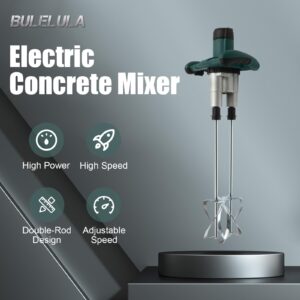 2800W Handheld Electric Concrete Mixer, Cement Mixer Dual Paddle, Portable Mortar Mixer with 6 Adjustable Speed, Electric Concrete Plaster Grout Paint Mortar Mixer Machine