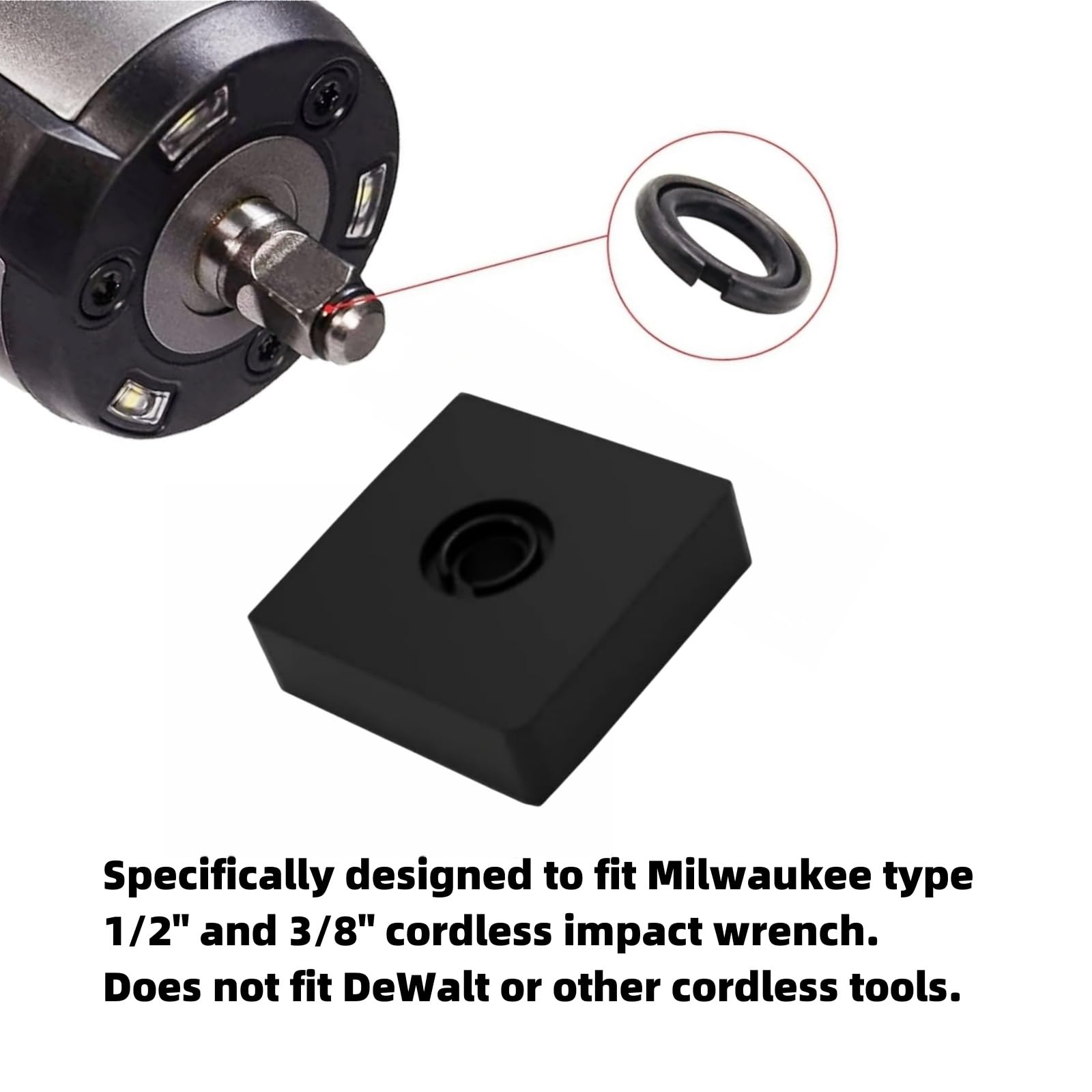 (3+3Sets) 1/2” and 3/8" Impact Retaining Ring Clip Impact Friction Ring with O-Ring for Milwaukee Electric/Pneumatic Type Impact Wrench, Retainer Ring Anvil Install Tool Included