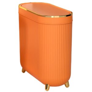 peosaard bathroom trash can,smart garbage can with automatic touchless lid,3.2 gallons waterproof trash bin,plastic waste basket for bedroom, office, living room(orange)