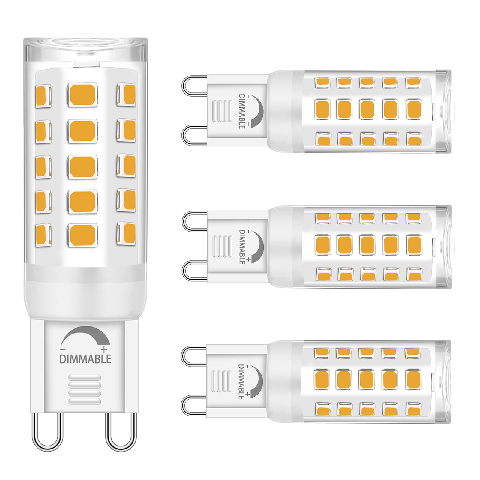 Ugvmn G9 LED Bulb Dimmable, No Flicker 2700K Soft Warm White T4 Small G9 LED Bi Pin Base, 4W (40W Halogen Replacement Bulbs), Chandelier Light Bulbs for Home Lighting, 4 Pack (Modern, Count, 4)