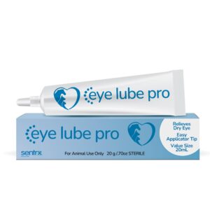 sentrx eye lube pro, hyaluronic acid drops for dogs, cats, horses, dry eye & redness relief ointment, 20g