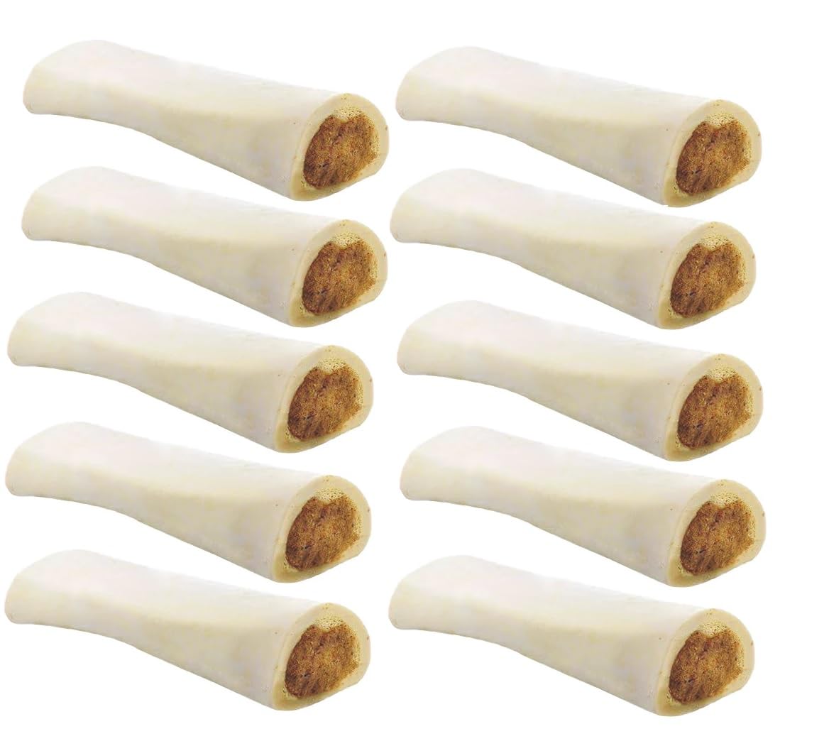 MPP Stuffed Peanut Butter 6 Inch Shin Dog Bones Refillable Nutritious Dental Chew (5 Bones)