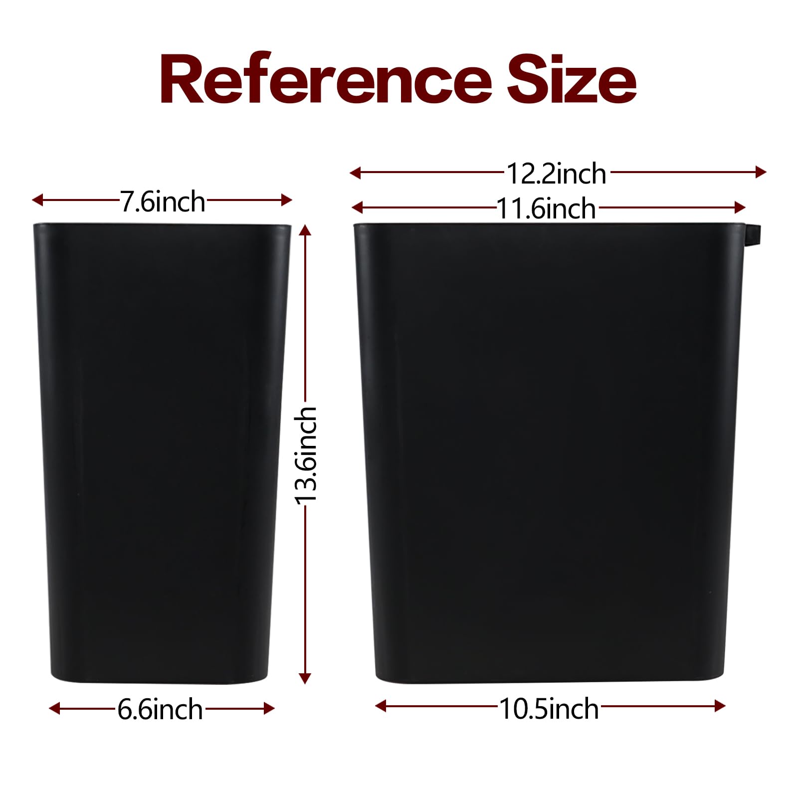 Aninhao 3 Pack Open Top Plastic Trash Can Waste Basket, 4.5 Gallon/16 L Slim Kitchen Office Garbage Can, Black