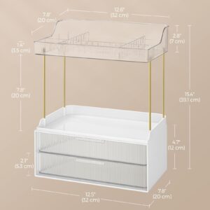 SONGMICS 4-Layer Makeup Organizer, Skincare Organizer, 4 Dividers, Anti-Slip Design, Bathroom Counter Organizer, Versatile for Vanity Bedroom Kitchen, Christmas Gift, Transparent UJKA021W02