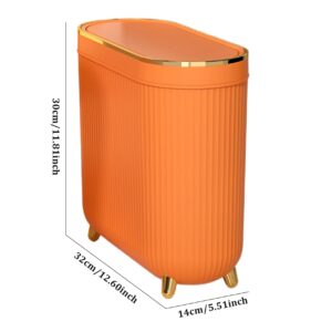 Peosaard Bathroom Trash Can,Smart Garbage Can with Automatic Touchless Lid,3.2 Gallons Waterproof Trash Bin,Plastic Waste Basket for Bedroom, Office, Living Room(Orange)