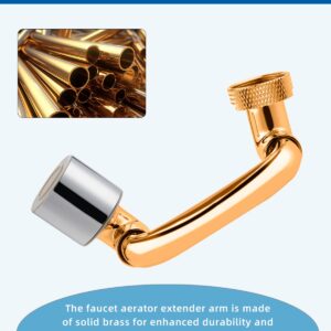 Hibbent 1080° Swivel Faucet Extender, Metal Rotatable Sink Faucet Aerator with Brass Extension, Dual Function 2 Modes Kitchen & Bathroom Sink Sprayer, Faucet Attachment for Gargle/Eye/Face Washing