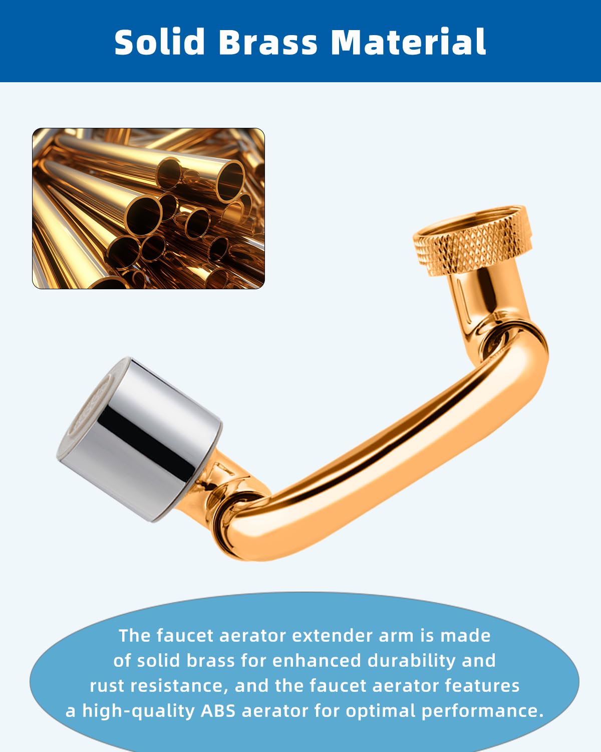 Hibbent 1080° Swivel Faucet Extender, Metal Rotatable Sink Faucet Aerator with Brass Extension, Dual Function 2 Modes Kitchen & Bathroom Sink Sprayer, Faucet Attachment for Gargle/Eye/Face Washing