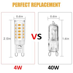 Ugvmn G9 LED Bulb Dimmable, No Flicker 2700K Soft Warm White T4 Small G9 LED Bi Pin Base, 4W (40W Halogen Replacement Bulbs), Chandelier Light Bulbs for Home Lighting, 4 Pack (Modern, Count, 4)