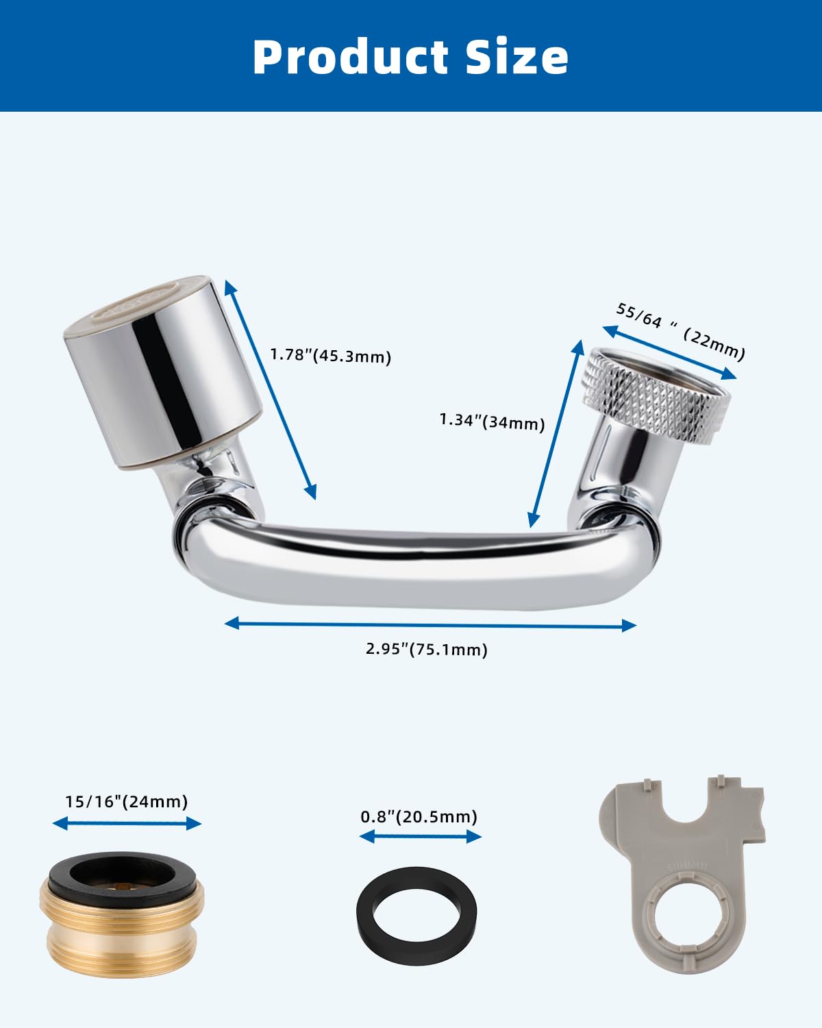 Hibbent 1080° Swivel Faucet Extender, Metal Rotatable Sink Faucet Aerator with Brass Extension, Dual Function 2 Modes Kitchen & Bathroom Sink Sprayer, Faucet Attachment for Gargle/Eye/Face Washing