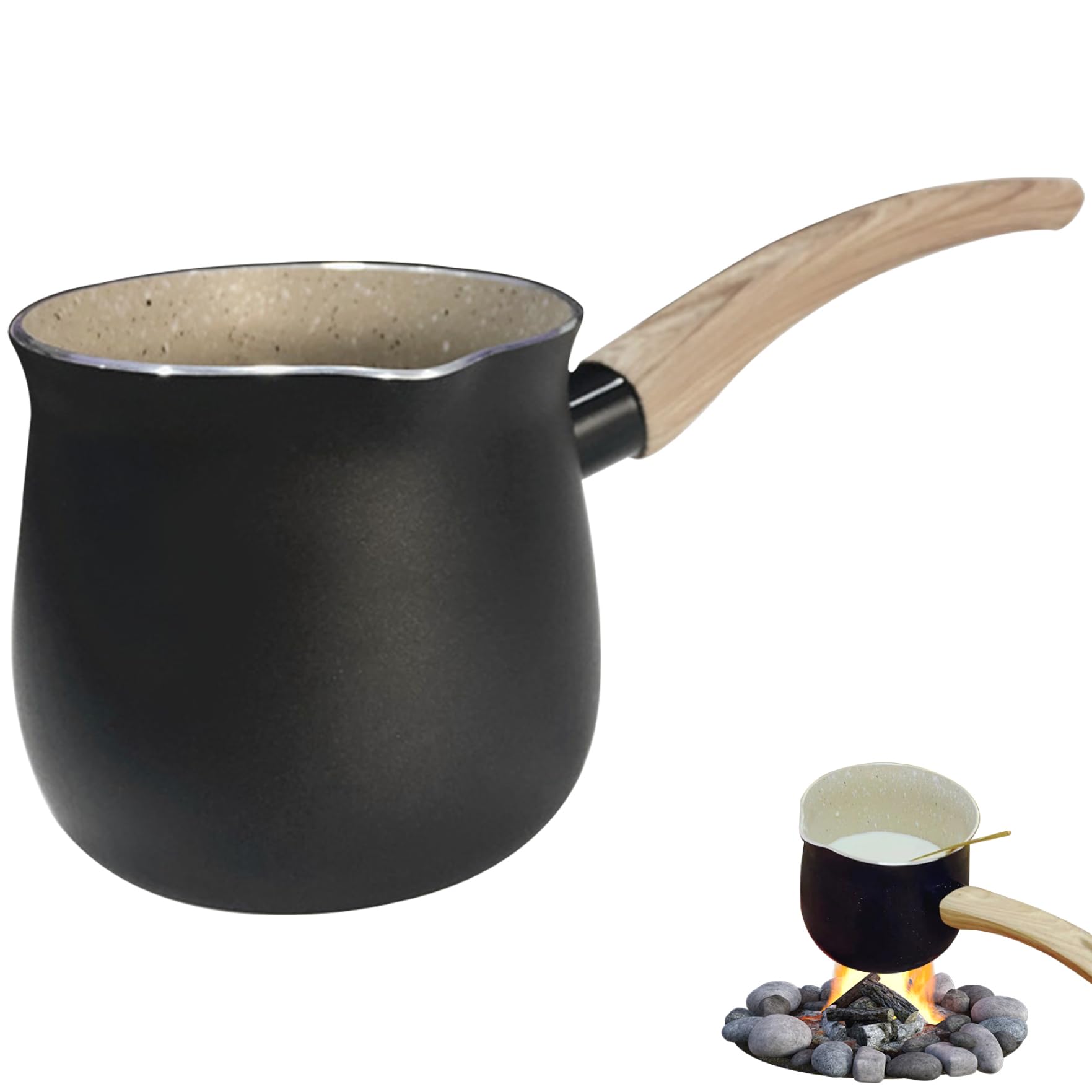 Butter Warmers,Aluminum Alloy Cooking Pot,680ml Non Stick Milk Pot for Stove,Mini Saucepan with Anti-Scalding Handle, Mini Milk Pan for Coffee nuddles