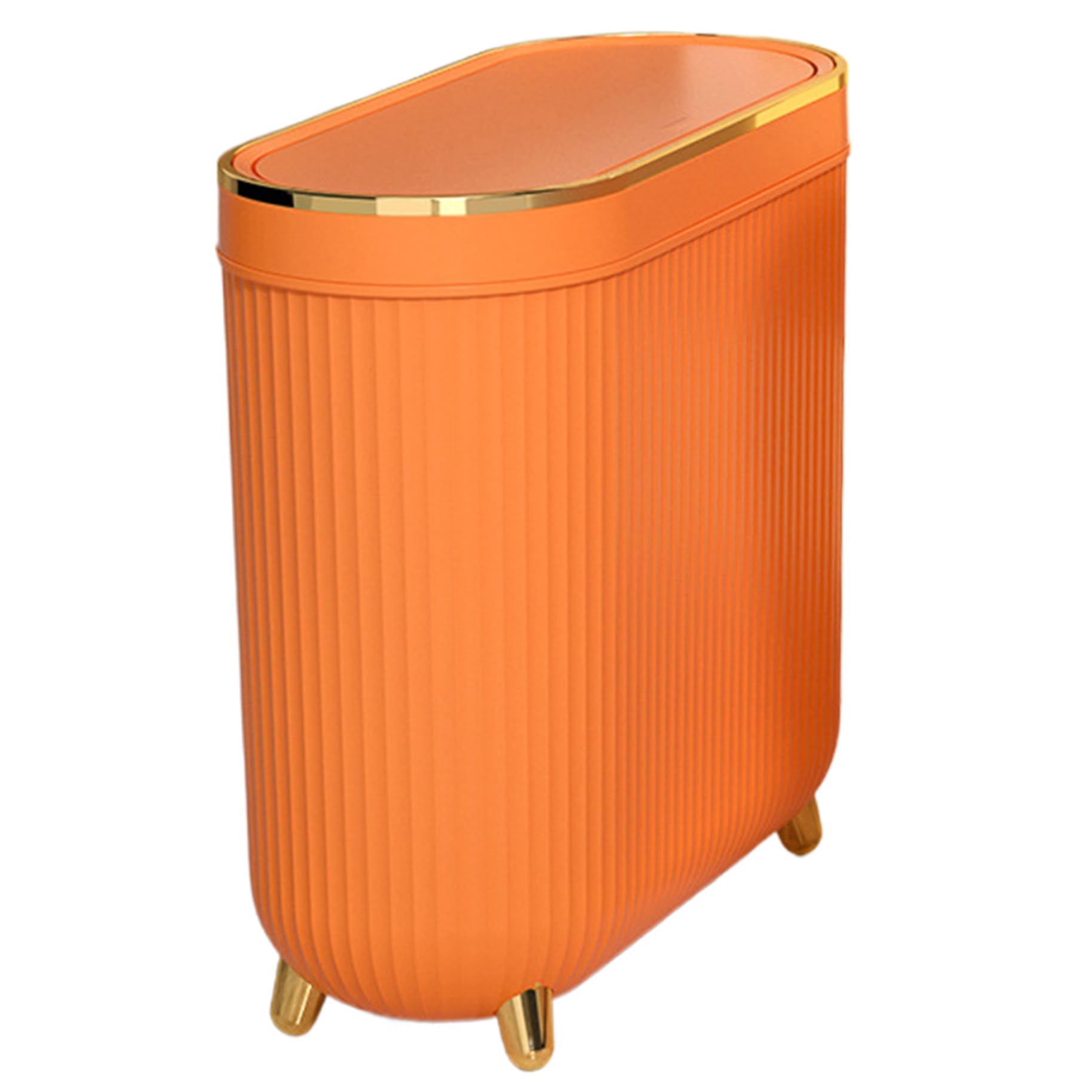 Peosaard Bathroom Trash Can,Smart Garbage Can with Automatic Touchless Lid,3.2 Gallons Waterproof Trash Bin,Plastic Waste Basket for Bedroom, Office, Living Room(Orange)