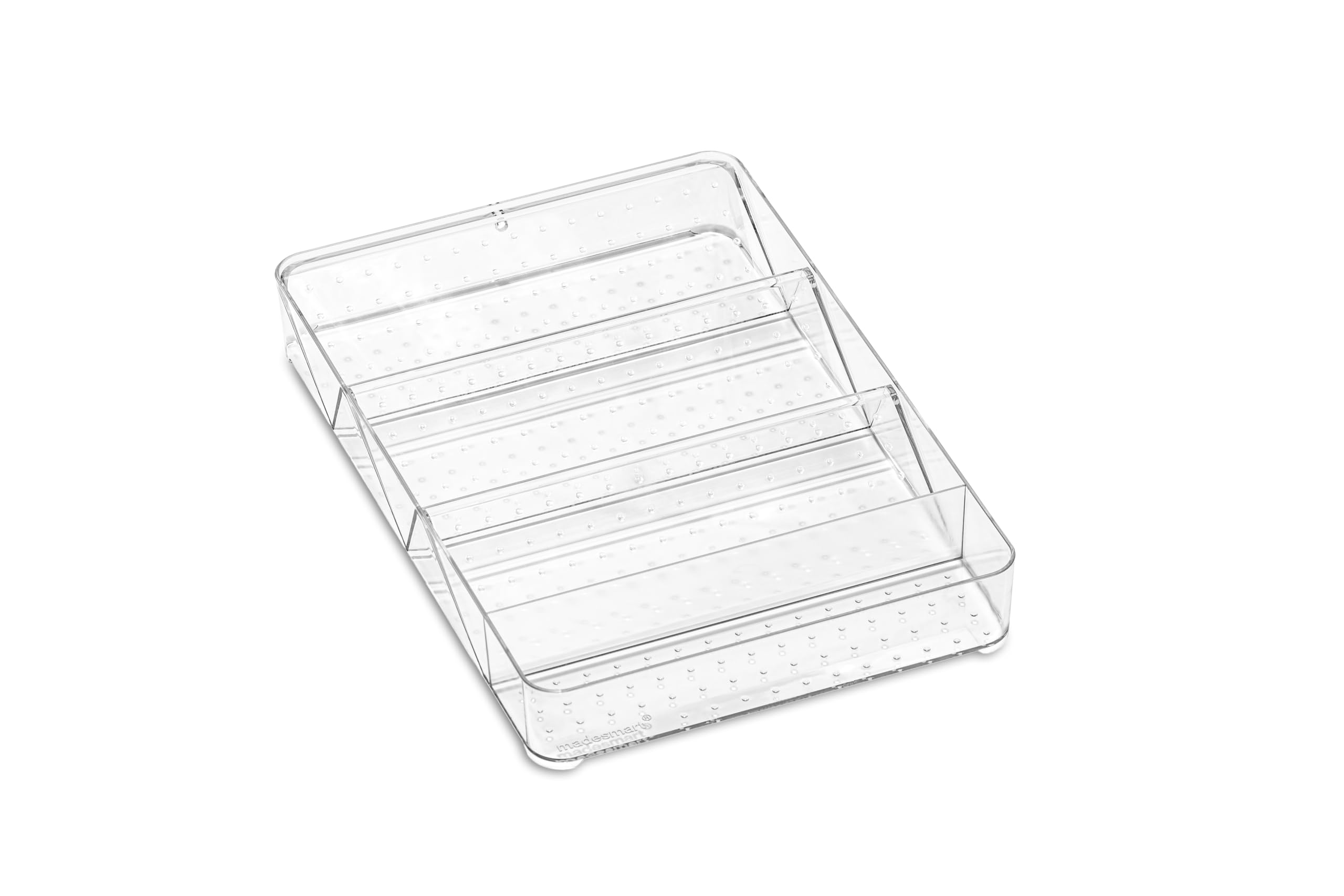 Large Shallow Tray with Angled Dividers Clear - madesmart