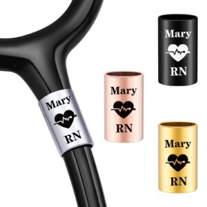 personalized stethoscope name tag charms, stainless steel engraved stethoscope id tag label accessories, custom graduation nurses week gift for nurse, doctor, medical professional assistant