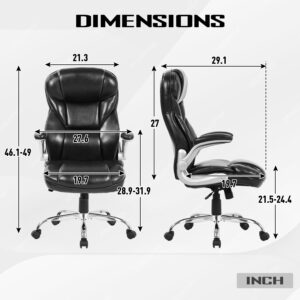 PayLessHere Big and Tall Office Chair 400lbs Executive Leather Office Chair Adjustable Swivel and Armrest Computer Desk PU Leather Chair for Home Office