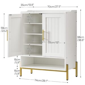 HOOBRO Shoe Cabinet, 5-Tier Shoe Storage Cabinet, Shoe Cabinet Storage for Entryway, Shoe Organizer Cabinet with 3 Adjustable Shelves for Hallway, Living Room, Gold and White DW41SC01