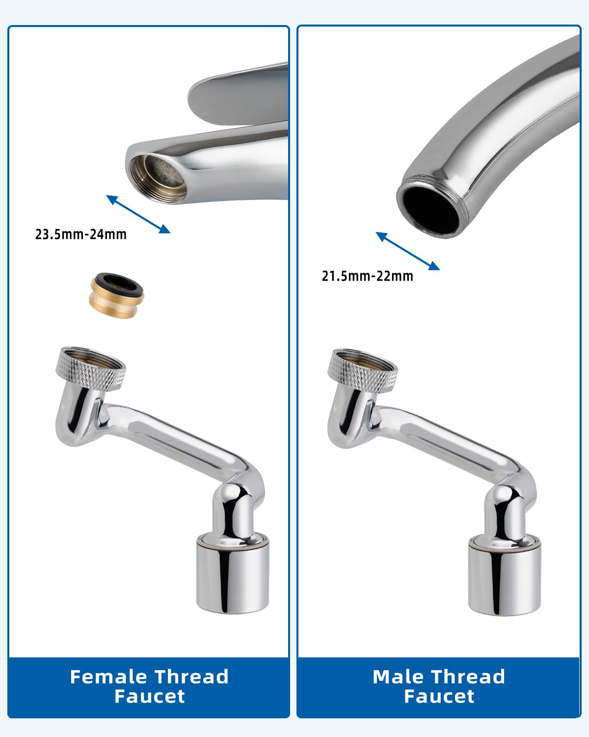 Hibbent 1080° Swivel Faucet Extender, Metal Rotatable Sink Faucet Aerator with Brass Extension, Dual Function 2 Modes Kitchen & Bathroom Sink Sprayer, Faucet Attachment for Gargle/Eye/Face Washing