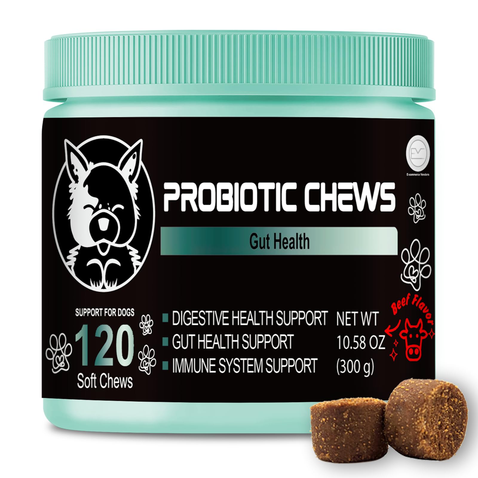 V-EST Probiotics for Dogs - Probiotic Chews for Dogs - Gut Health for Dogs - probiotico para perro - Digestive enzymes for Dogs - Dog probiotics - Dog Health Supplies - Dog Gut Health