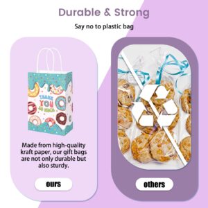 VGOODALL 24PCS Donut Gift Bags, 5.5" x 2.8" x 8" Paper Bags Thank You Gift Bags with Handles Party Favor Bags Goodie Bags for Party Supplies Birthday Treat Bags