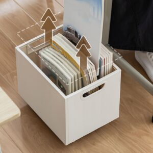 Cyrank Rectangle Storage Basket, Large Basket Storage Bins for Shelves Rectangle Storage Bin Storage Baskets(with Wheel)