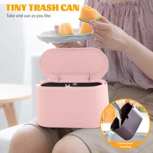 Mini Trash Can with Lid, Desktop Small Trash Can, Removable Small Garbage Can, Pop Up Countertop Wastebasket for Bathroom,Office,Kitchen,Desk,Car, Free 5 roll Bags